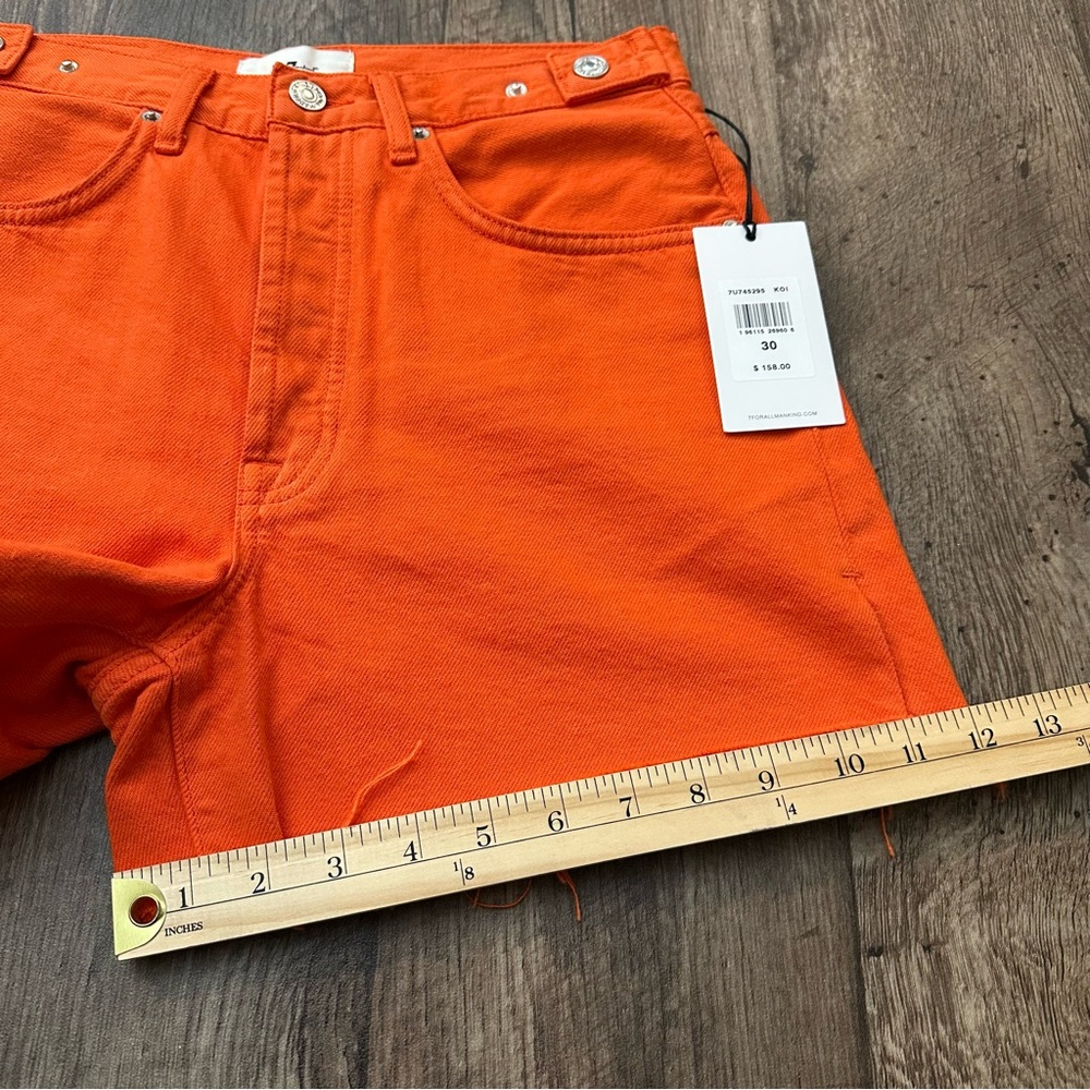 7 For All Mankind Cutoff denim Shorts Women’s Size 30 Orange - Picture 7 of 7